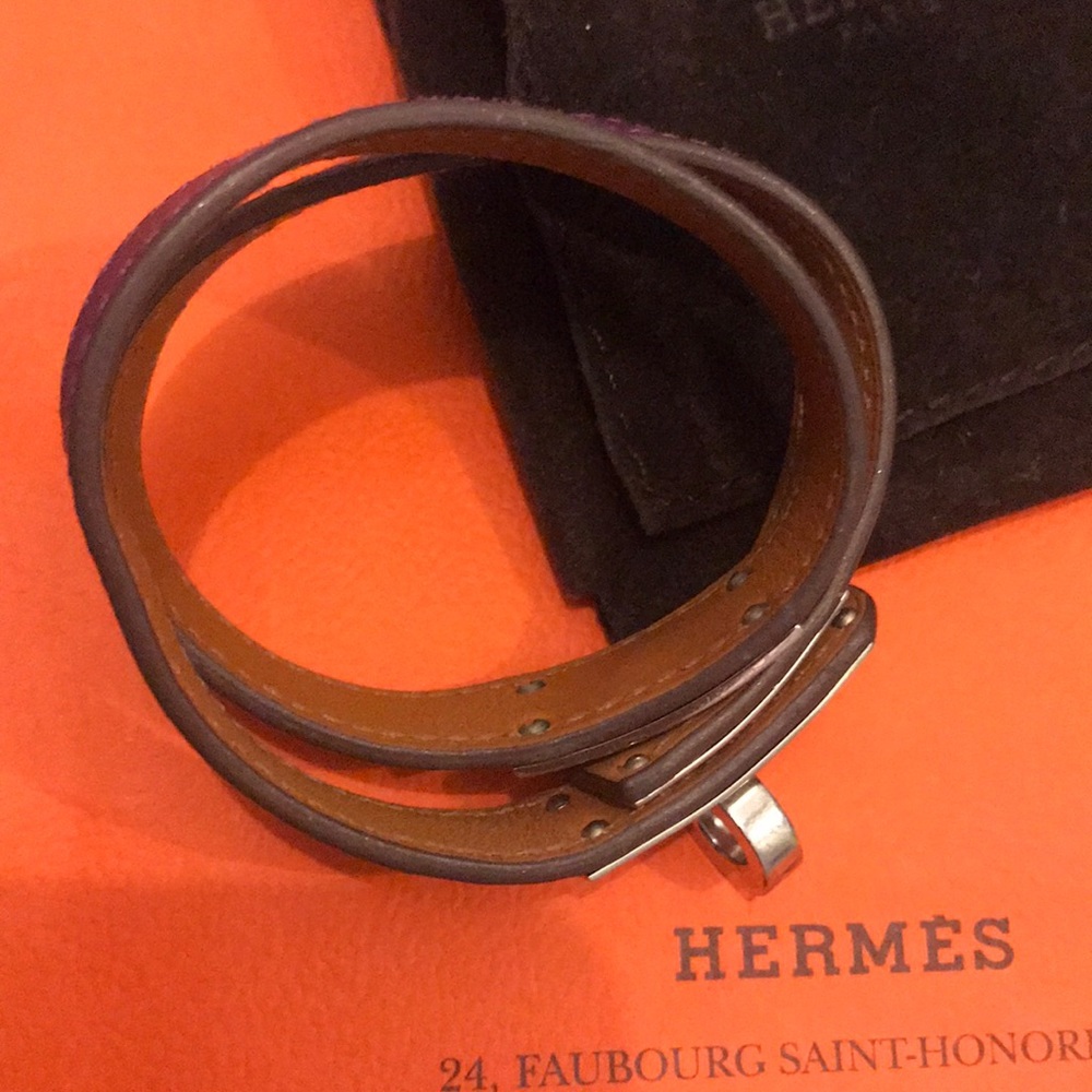 Hermès Kelly double tour bracelet silver anemone - Picture 3 of 12